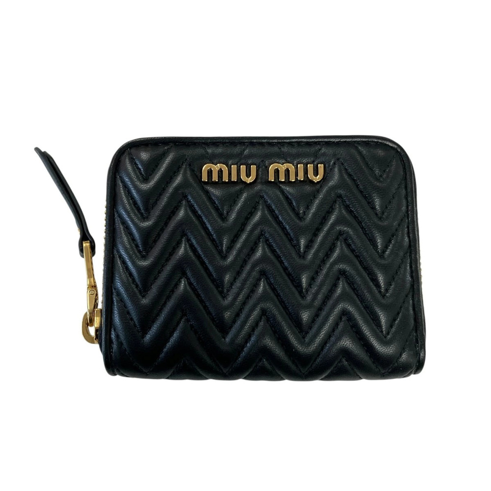 Miu Miu Card Case Matelasse Leather Card Holder Black